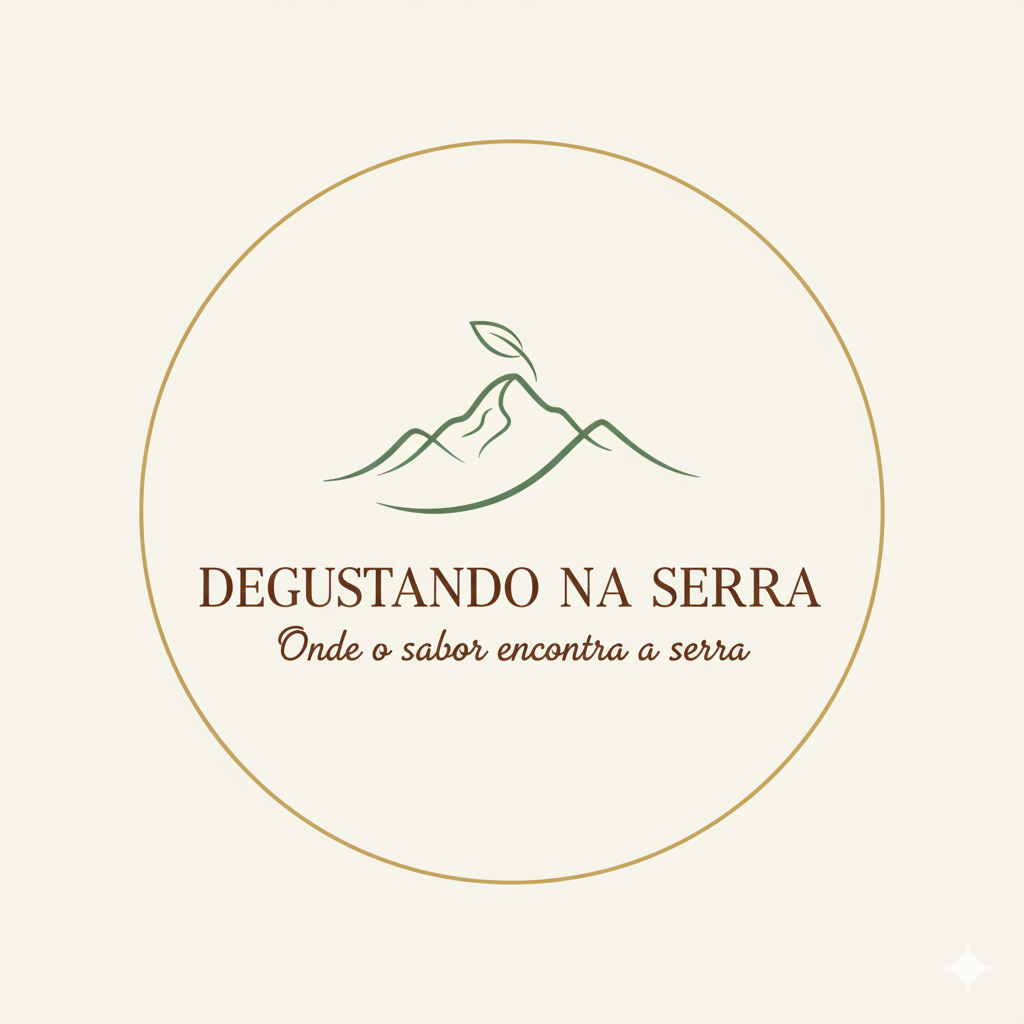 Logo Degustando na Serra: Montanhas e Nome